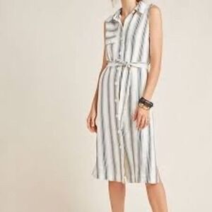 Maeve Anthropologie Esther Striped Sleeveless Shirt Dress Size 2